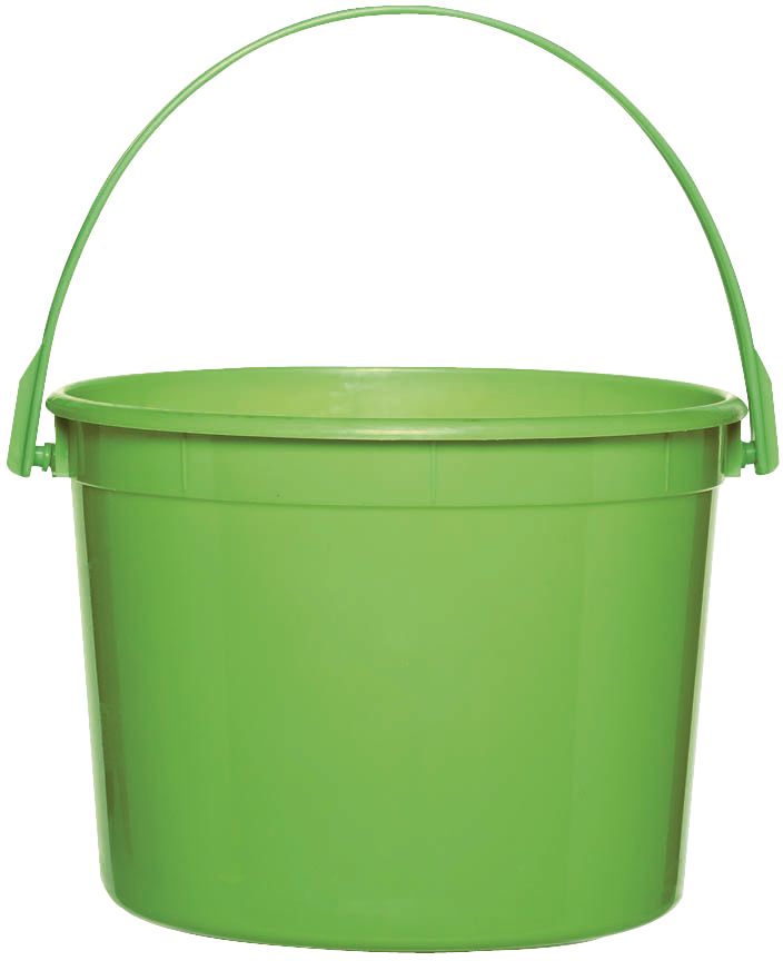 Round Plastic Reusable Favour Container Pail, Green, 6-in, for Birthday Party/Halloween Front_Elevated