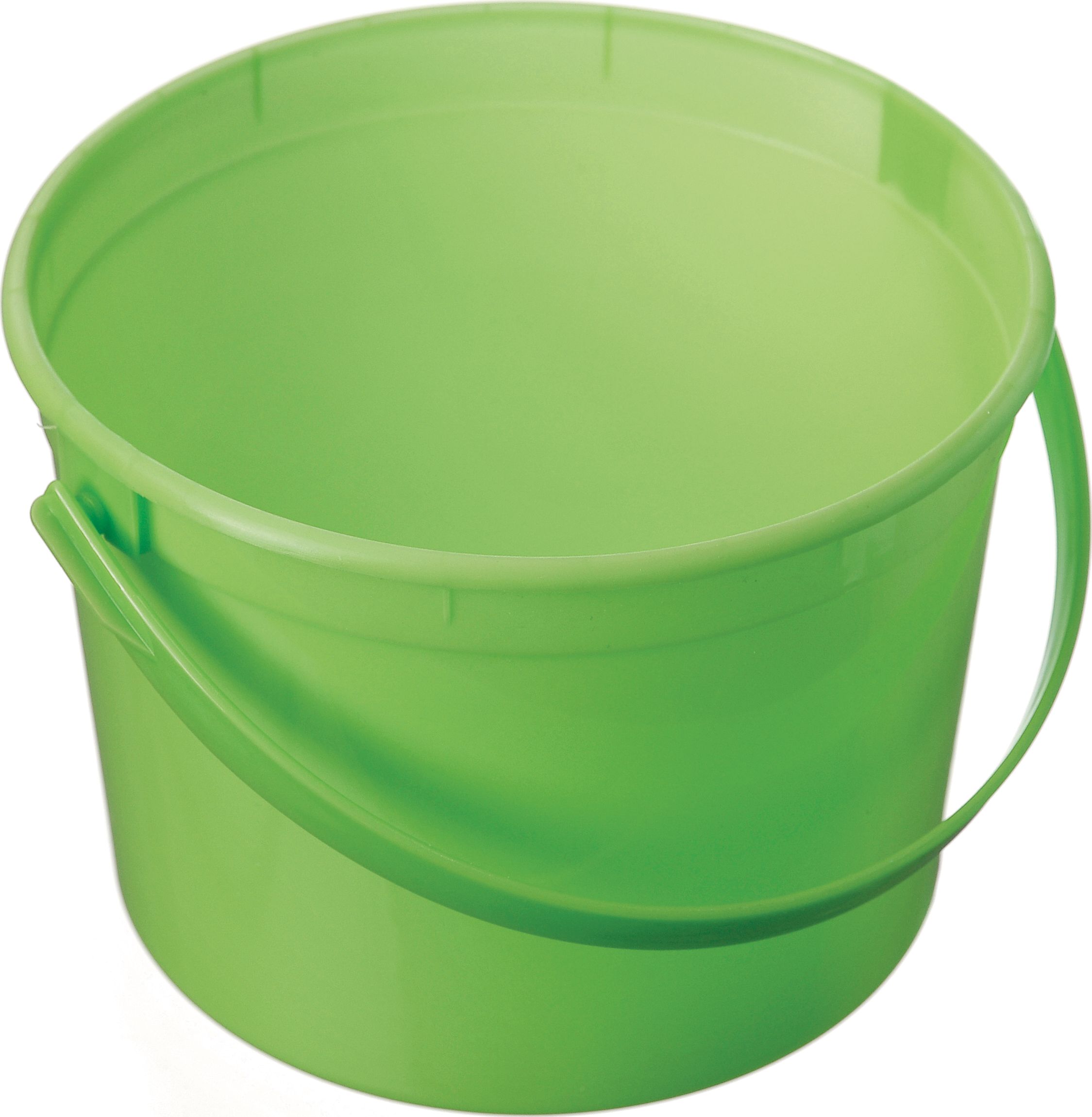 Round Plastic Reusable Favour Container Pail, Green, 6-in, for Birthday Party/Halloween Back_Angled_Left