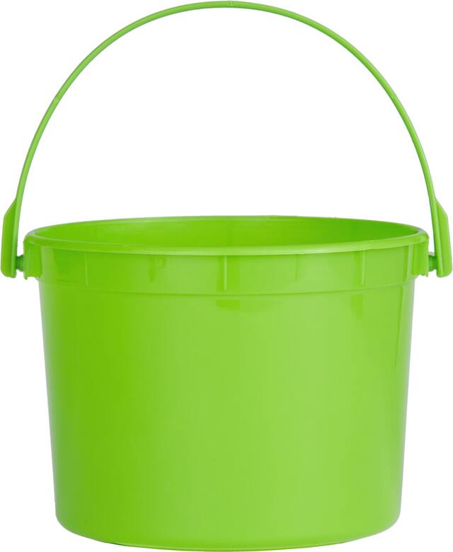 Round Plastic Reusable Favour Container Pail, Green, 6-in, for Birthday Party/Halloween Front_Elevated