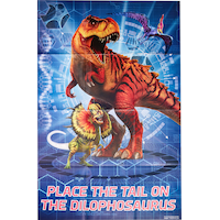 Jurassic World Pin the Tail on the Dinosaur Game, Blue, 10-pk, Ages 3+, for Birthday Party Front_Flat