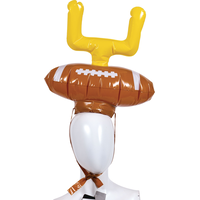 Inflatable Ring Toss Football Post Game, Brown/Yellow, 4-pk, for Birthday/Sports/Party Favour