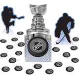 National Hockey League NHL Table Decorating Kit Centerpieces with Confetti, Silver, 12-in, 23-pk, for Sports Party Composite_or_Mixed