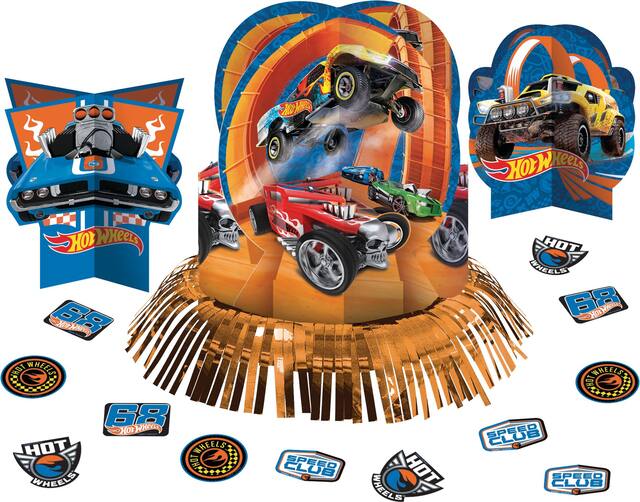 Hot Wheels Table Decorating Kit Centerpieces, Orange/Blue, for Birthday Party Front_Elevated