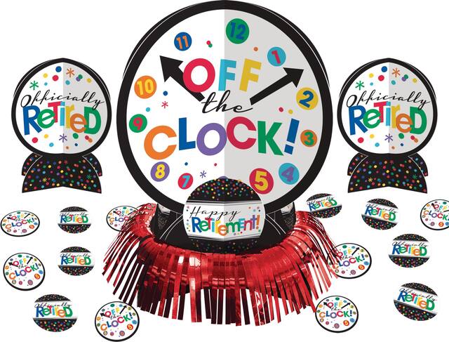 "Happy Retirement" Table Decorating Kit Centerpieces with Confetti, Multi-Coloured, 12.5-in, 23-pk, for Retirement Party Front_Elevated