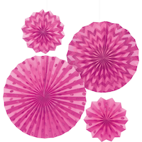 Polka Dot & Chevron Paper Fan Decorations, 4-pk Front_Flat