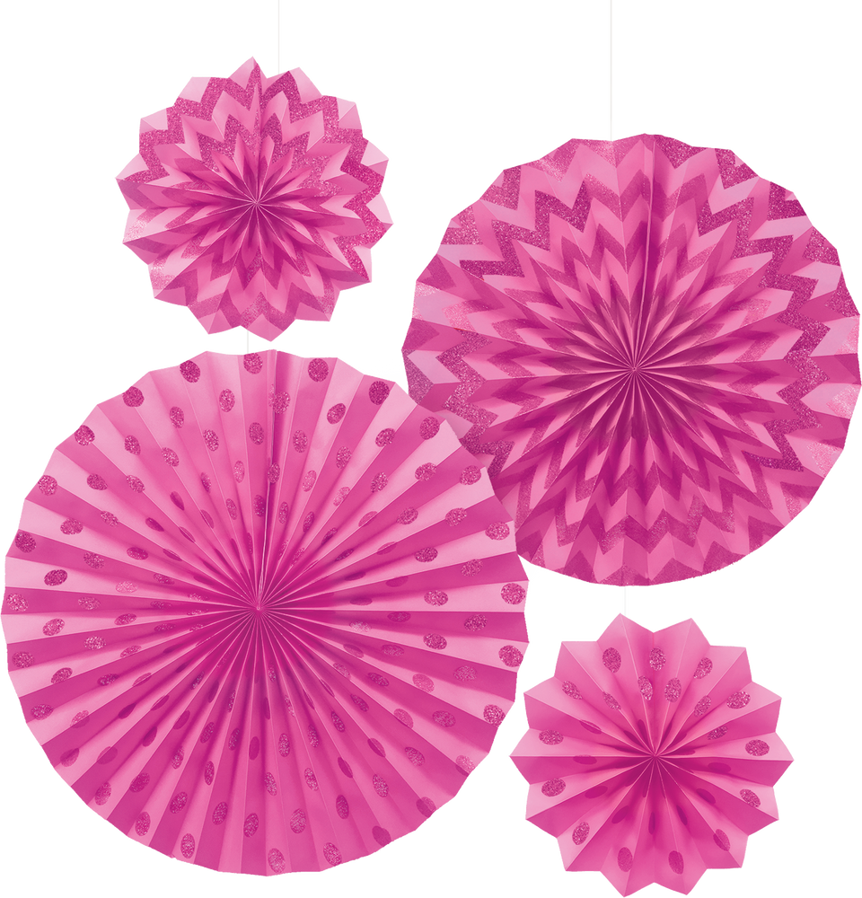 Polka Dot & Chevron Paper Fan Decorations, 4pk Party City