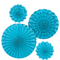 Décorations d'éventail en papier à pois et chevrons, paq. 4 Front_Flat