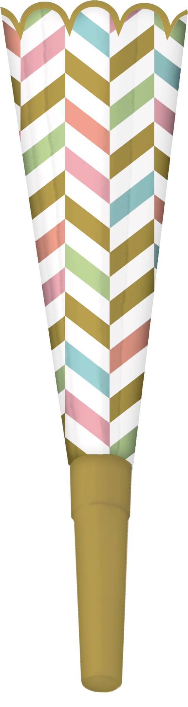 Pastel & Gold Party Horns, 8-pk Front_Flat