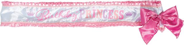 Pink Birthday Princess Sash Deluxe Front_Flat