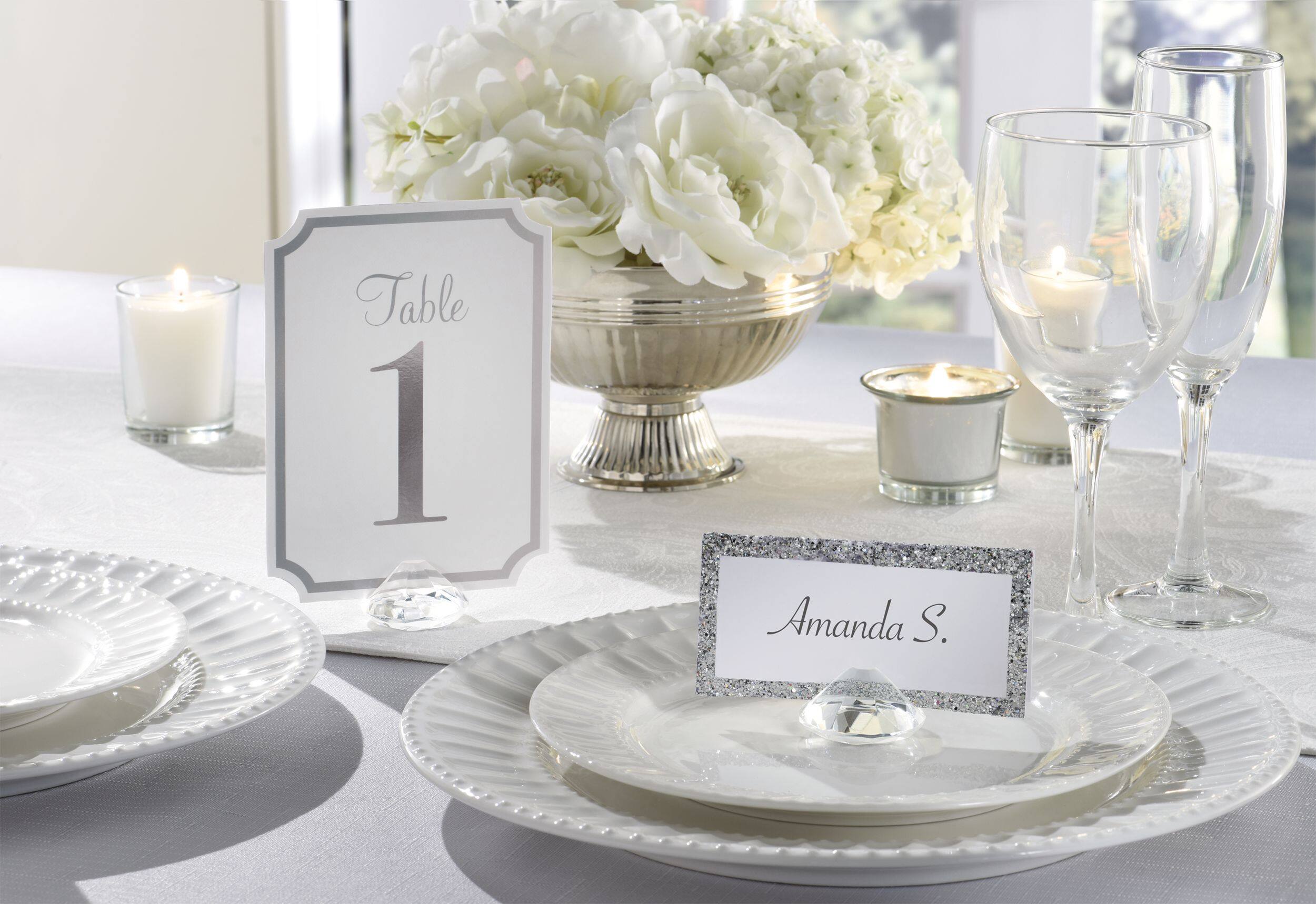 Porte-cartes de marque-places en diamant, transparent, paq. 10 Composite_or_Mixed