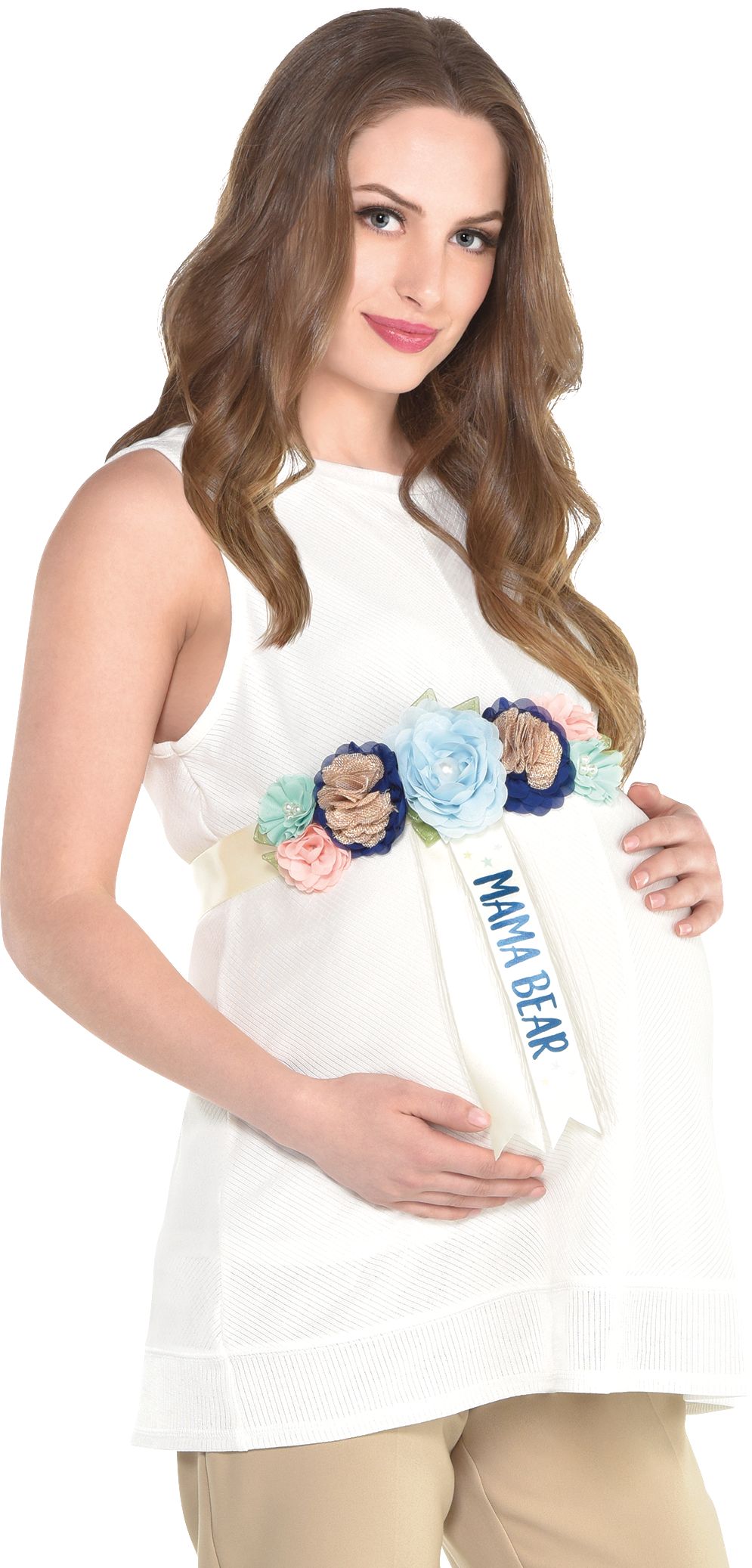 Can Bearly Wait Baby Shower Mama Bear Ribbon Sash Front_Angled_Right