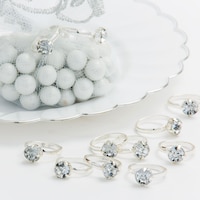 Diamond Ring Favour Charms, White, 12-pk, for Wedding/Anniversary/Engagement Overhead_Plunge