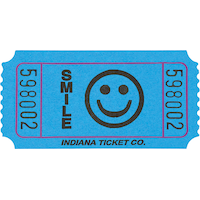 Smiley Ticket Roll, Blue, 2-in, 1000-pk, for Birthday Party