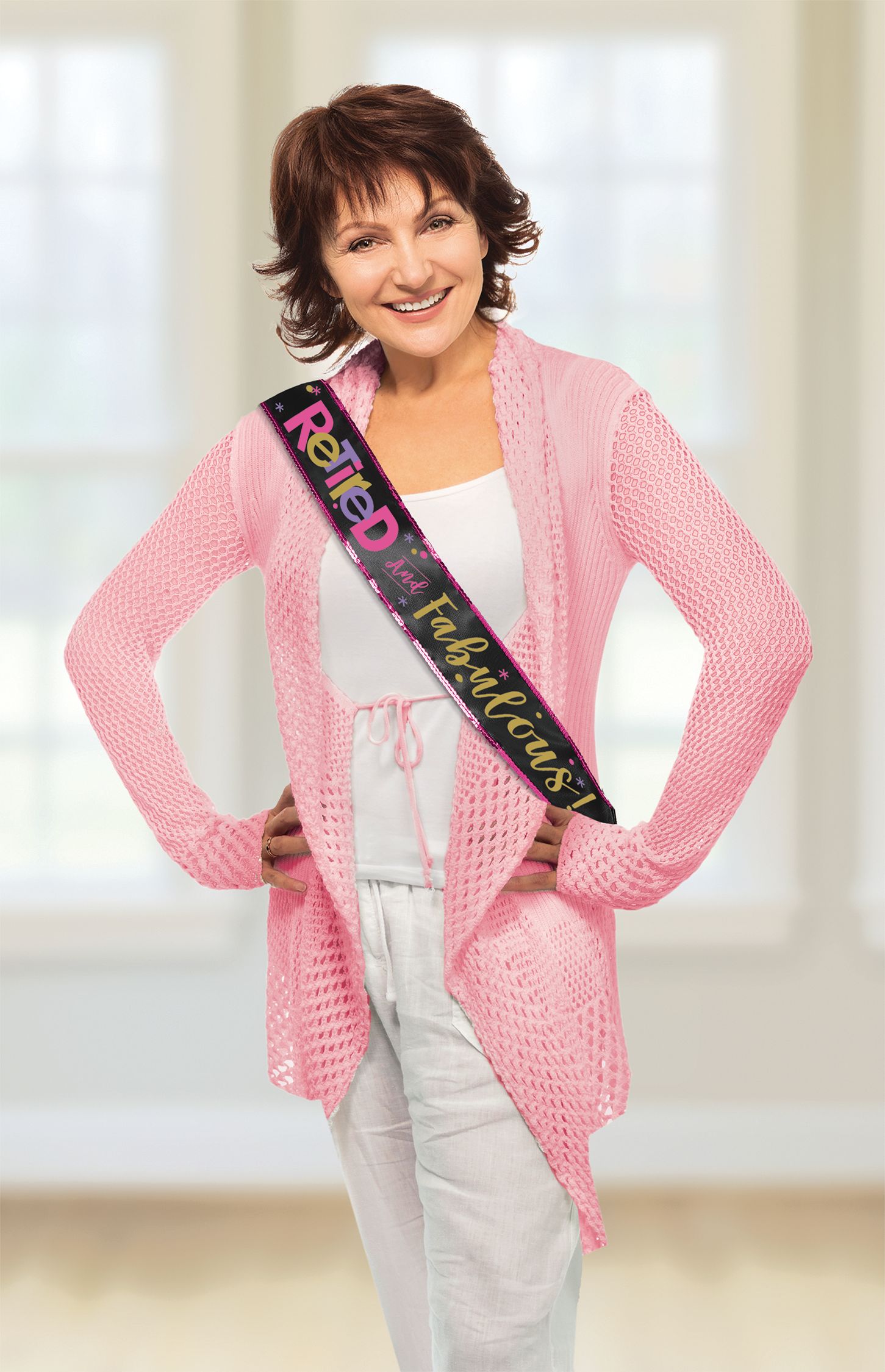 Happy Retirement "Retired and Fabulous" Sash, Black Multi-Coloured, One Size, Wearable Accessory for Retirement Front_Flat