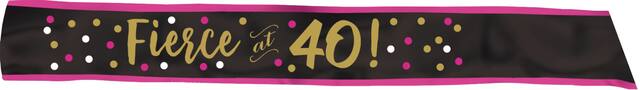 Milestone 40th Birthday Party Sash, Pink/Gold Front_Flat