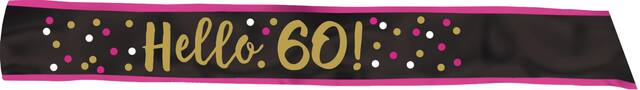 60th Birthday Sash, Pink/Gold Front_Flat