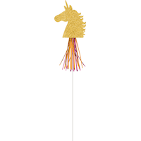 Glitter Magical Unicorn Wands for Birthday Parties, Gold, 6-pk, Ages 3+ Front_Flat