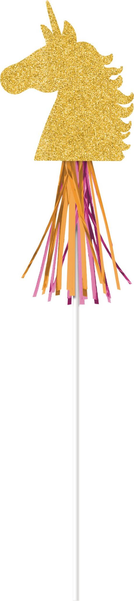 Glitter Magical Unicorn Wands for Birthday Parties, Gold, 6-pk, Ages 3+ Front_Flat