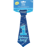 1st Birthday "1 Birthday Boy" Neck Tie, Blue, One Size, Wearable Accessory for Birthdays Front_Flat
