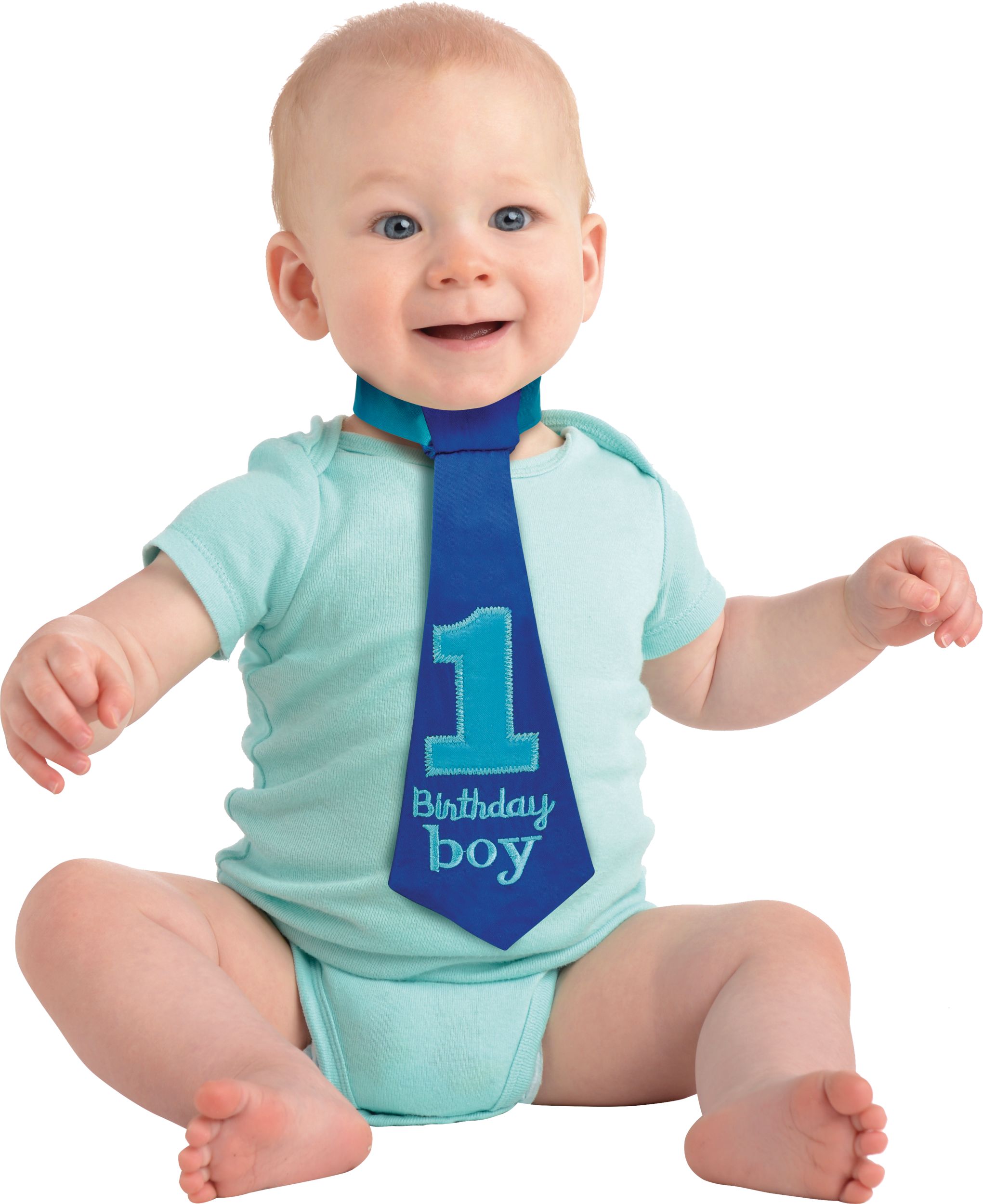 1st Birthday "1 Birthday Boy" Neck Tie, Blue, One Size, Wearable Accessory for Birthdays Front_Flat