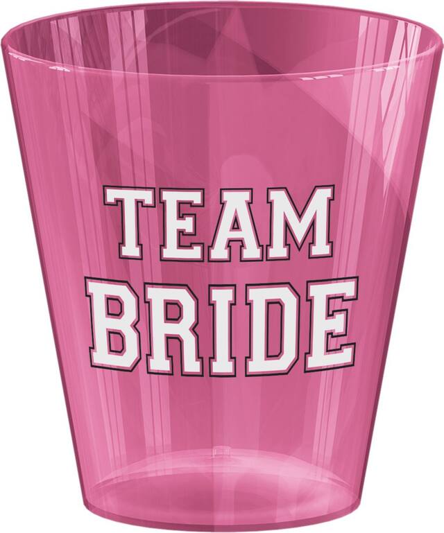 "Team Bride" Plastic Shot Glasses, Pink, 2-oz, 40-pk, for Bachelorette/Bridal Shower/Engagement Front_Elevated