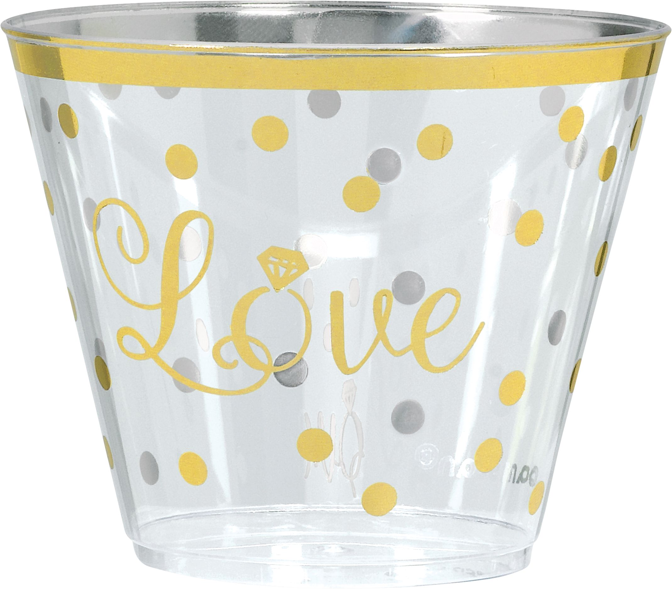 Gobelets en plastique Mariage scintillant, paq. 30 Front_Elevated