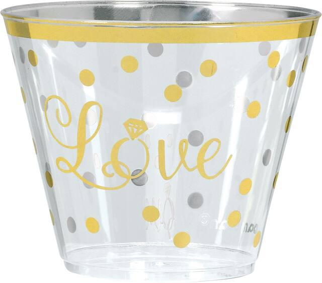 Gobelets en plastique Mariage scintillant, paq. 30 Front_Elevated