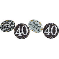 Confetti d'anniversaire étape 40e anniversaire, noir/argent/or Front_Flat