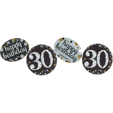 Sparkling Celebration "30 Happy Birthday" Confetti Table Scatter Decoration, Black/Silver/Gold, Polka Dots, 1.2-oz, for Birthday Party Front_Flat