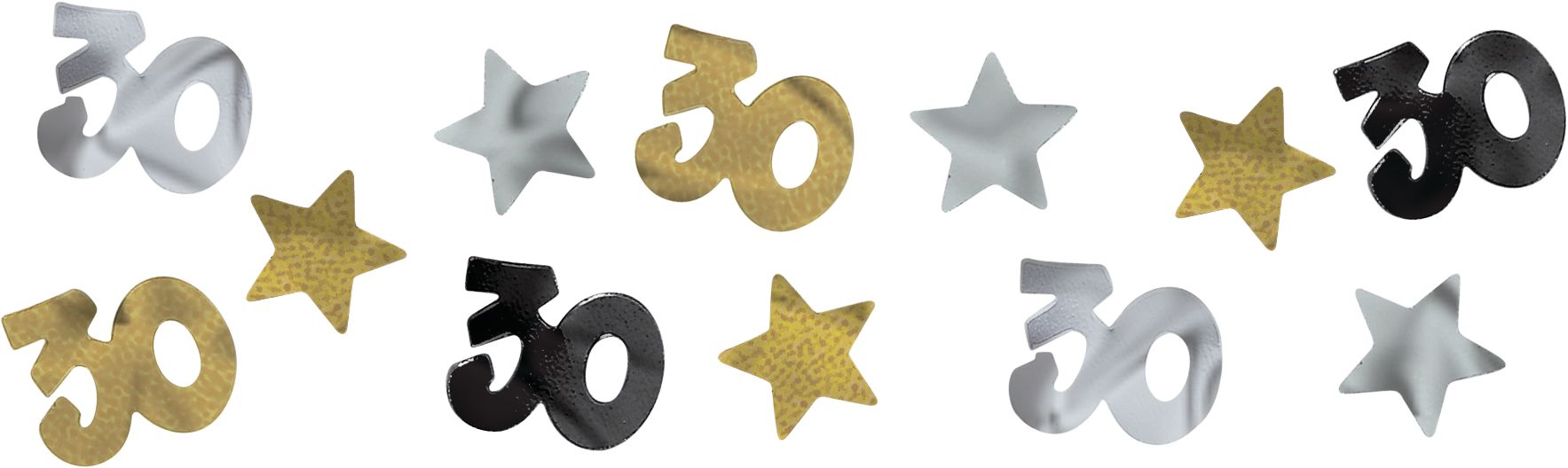 Sparkling Celebration "30 Happy Birthday" Confetti Table Scatter Decoration, Black/Silver/Gold, Polka Dots, 1.2-oz, for Birthday Party Front_Flat