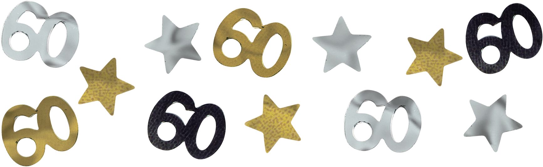 Confetti d'anniversaire étape 60e anniversaire, noir/argent/or Front_Flat