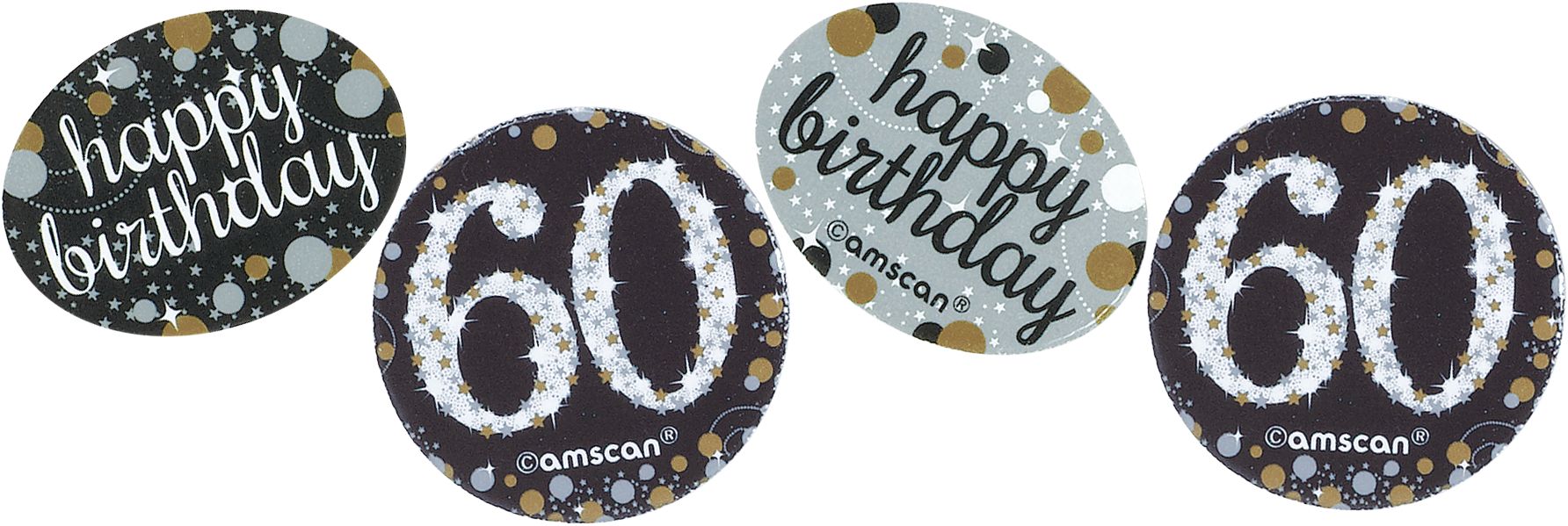 Confetti d'anniversaire étape 60e anniversaire, noir/argent/or Front_Flat