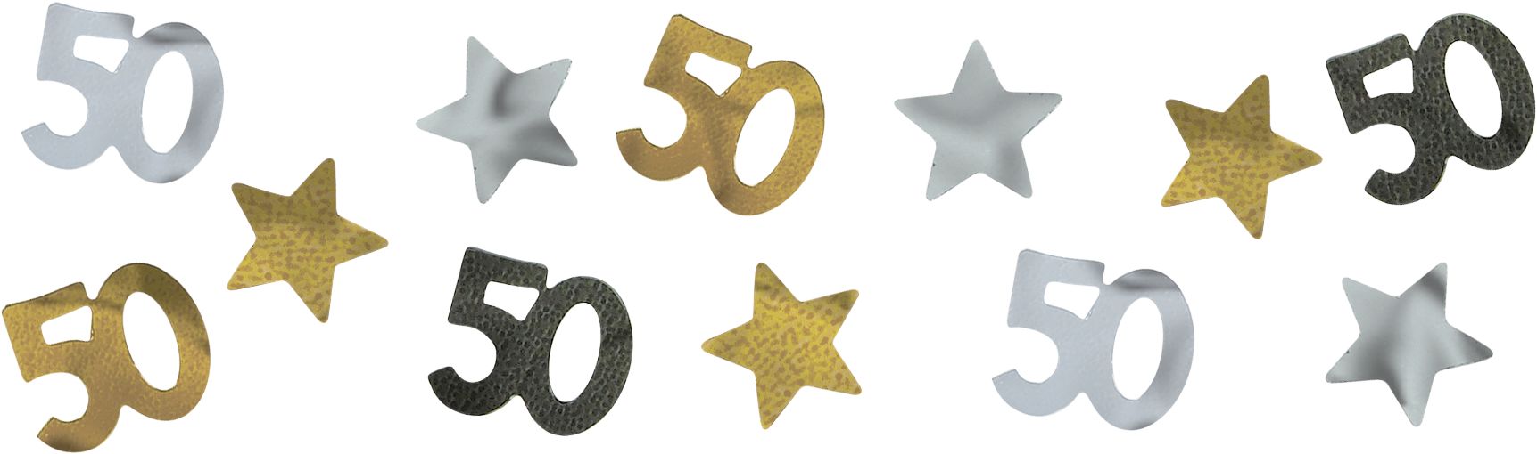 Sparkling Celebration "50 Happy Birthday" Round Confetti & Grass Paper Shred Decoration, Black/Silver/Gold, Polka Dots, 1.2-oz, for Birthday Party Front_Flat