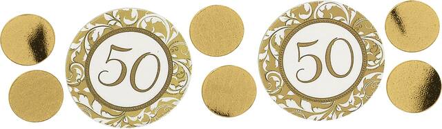Golden 50th Anniversary Confetti, 4 designs CloseUp