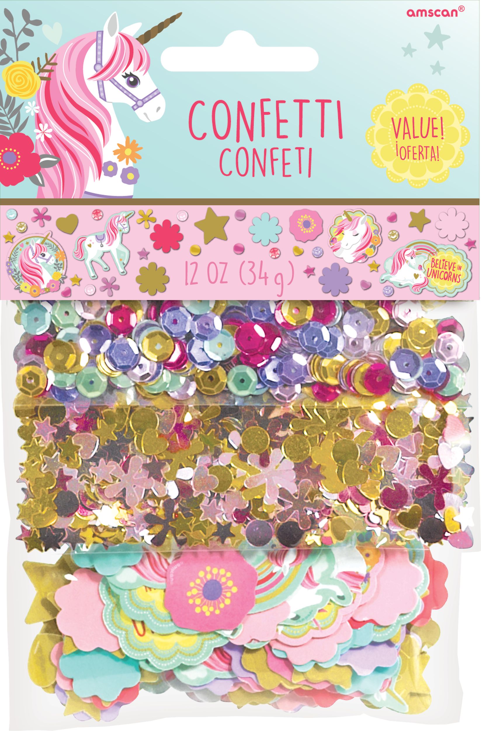 Magical Unicorn Birthday Party Confetti Front_Flat