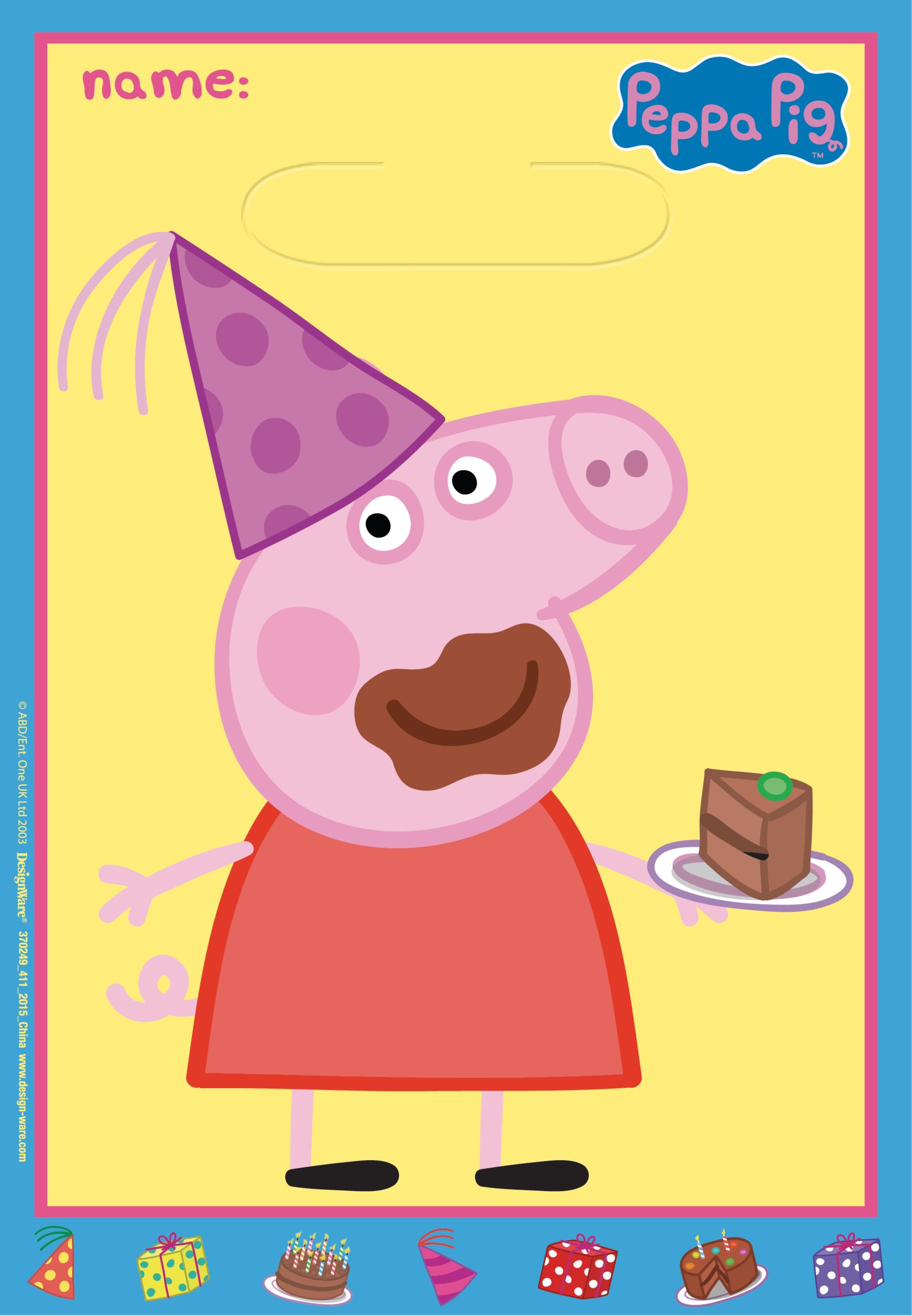 Nickelodeon Peppa Pig "Party" Paper Kraft Gift Bags, Pink, 9-in, 8-pk, for Birthday Party Front_Flat