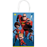 Disney Pixar The Incredibles Paper Kraft Gift Bags, Red/Blue, 8-in, 8-pk, for Birthday Party Front_Flat