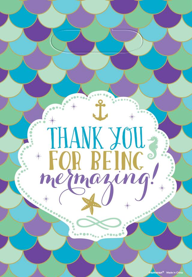 Sacs à surprises pour fête d'anniversaire, sirène enchantée paq. 8 Front_Flat