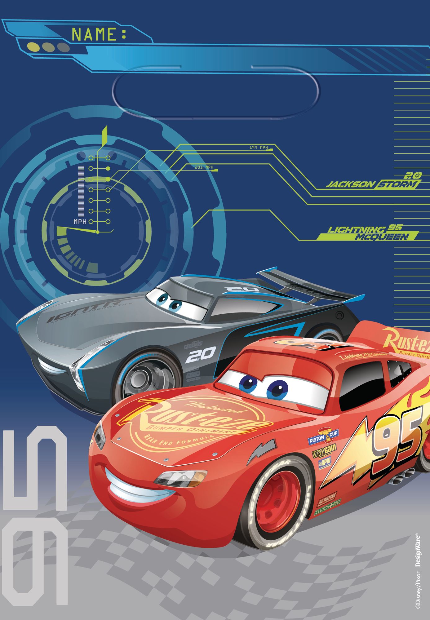 Disney Cars 3 Birthday Party Favour Bags, 8-pk Front_Flat