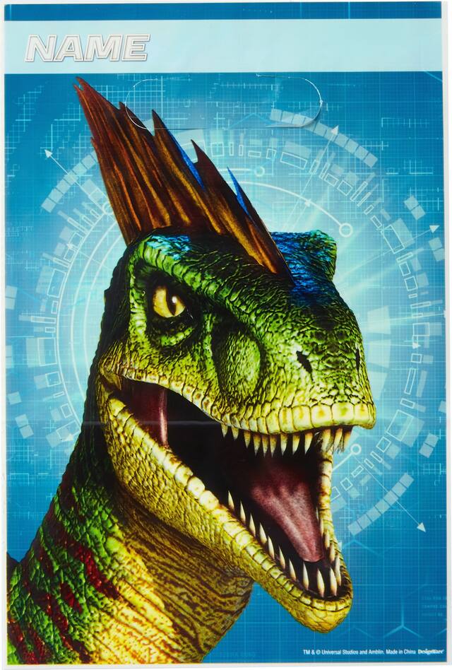 Jurassic World Dinosaur Paper Gift Bags, Blue/Green, 9.5-in, 8-pk, for Birthday Party Front_Flat