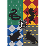 Harry Potter Paper Gift Bags, Green/Blue/Red/Yellow, 9.5-in, 8-pk, for Birthday Party Front_Flat