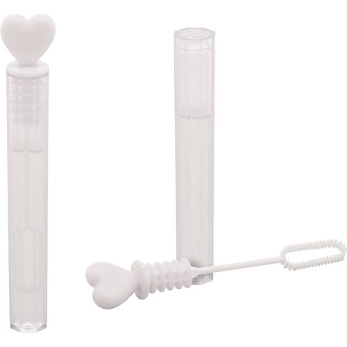 Heart Bubble Wand Tubes, White, 36-pk, Ages 3+, for Wedding/Anniversary