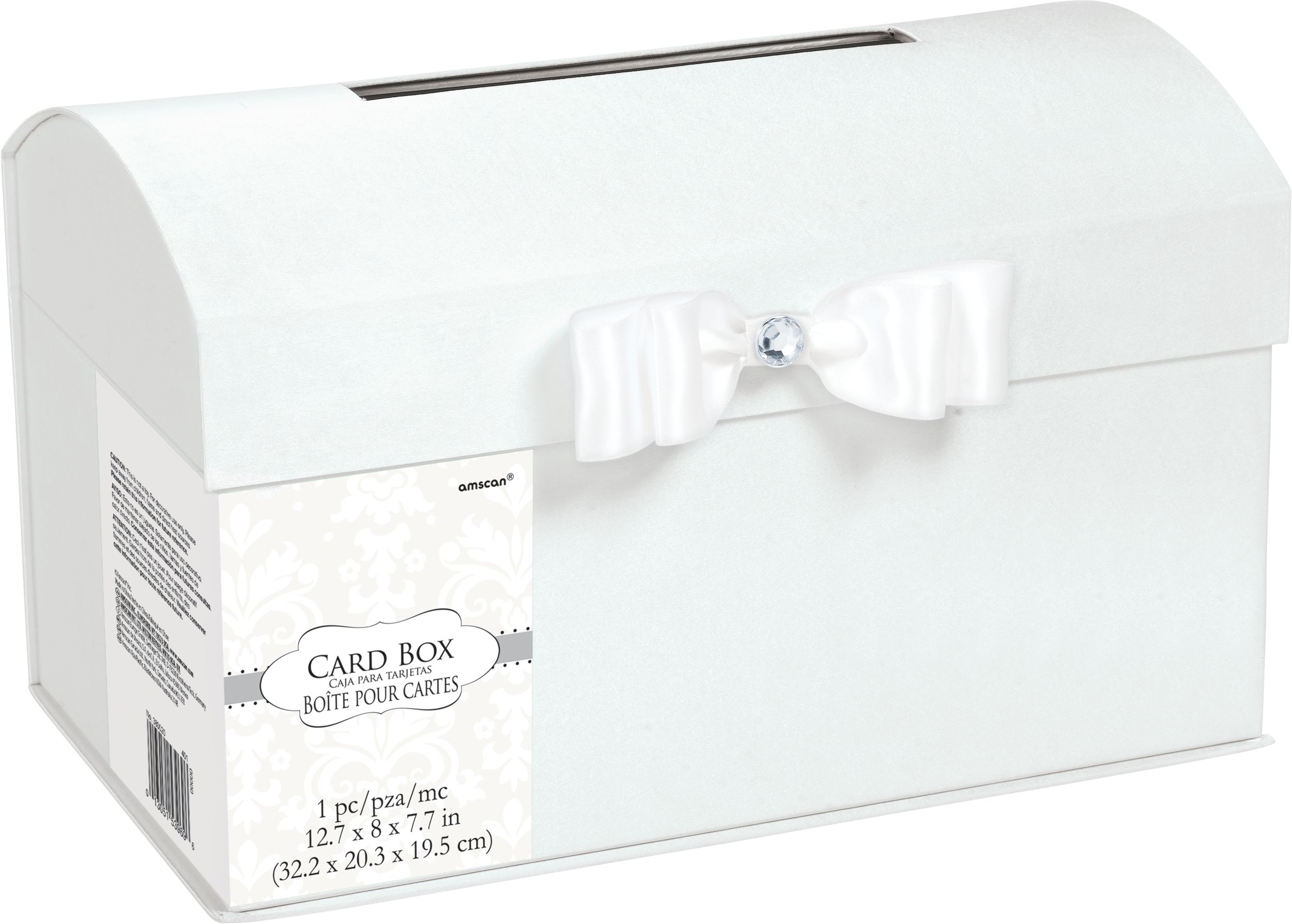 Wedding Card Holder Box with Bow Front_Three_Fourths_Angled_Right