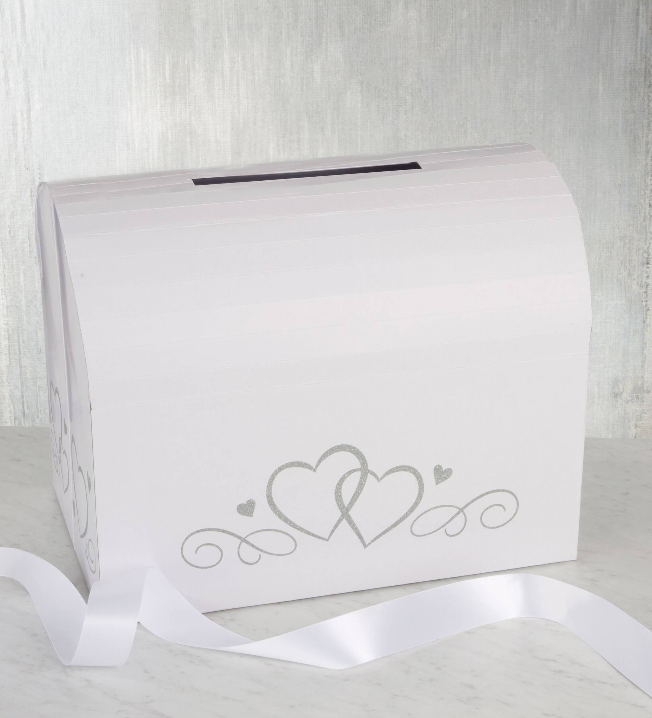 Hearts Cardholder Box, White, for Wedding Front_Angled_Right