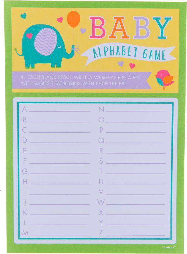 Jeu de fête prénatale Alphabet Front_Flat