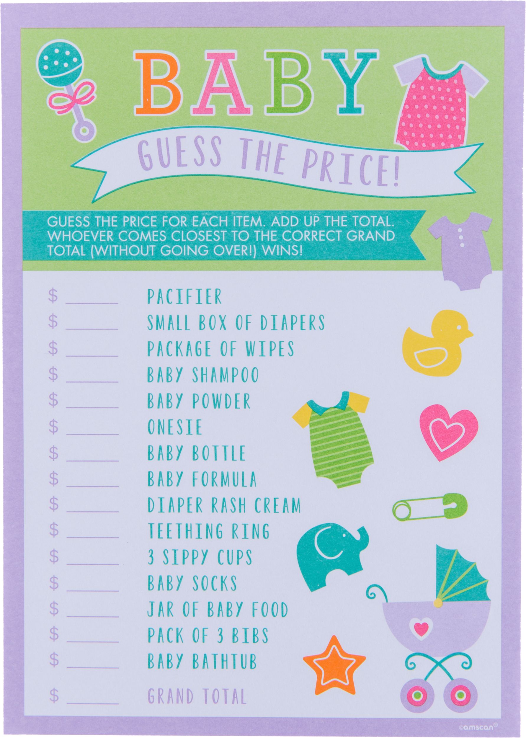 Guess the Price Baby Shower Game Party City