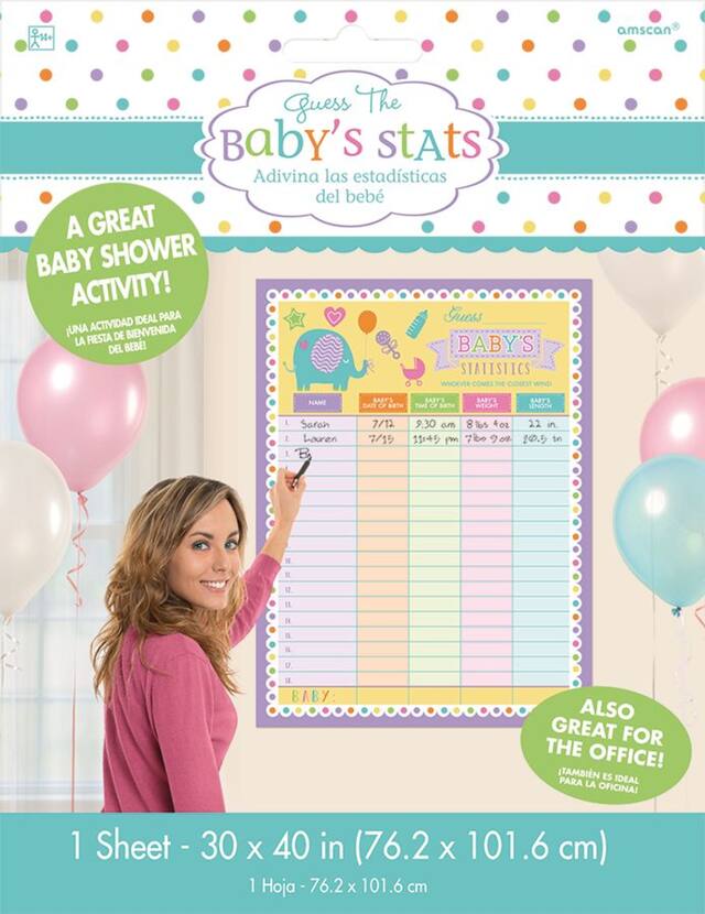Guess the Baby Statistics Baby Shower Game Poster Front_Flat