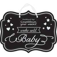 Panneau tableau noir compte à rebours fête prénatale