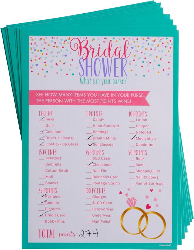 What's in Your Purse Bridal Shower Game Front_Flat