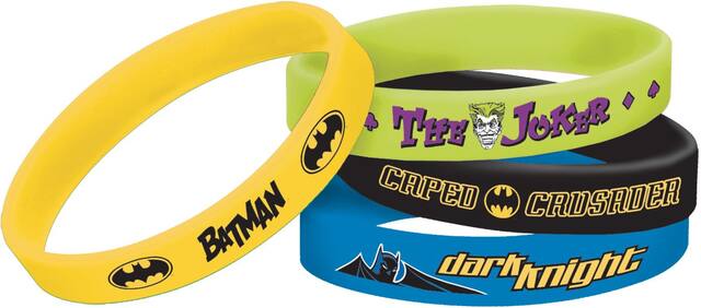 Batman Bracelets for Birthday Party Favours, 4-pk Front_Elevated